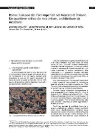 Roma : Il Museo dei Fori Imperiali nei Mercati di Traiano. Un quartiere antico da raccontare, architetture da mostrare / Lucrezia Ungaro | Biblioteca Virtual Miguel de Cervantes