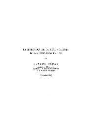 La Biblioteca de la Real Academia de San Fernando en 1793 (conclusión) | Biblioteca Virtual Miguel de Cervantes