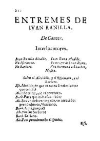 Entremes de Iuan Ranilla / De Cancer | Biblioteca Virtual Miguel de Cervantes