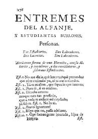 Entremes del alfanje, y estudiantes burlones | Biblioteca Virtual Miguel de Cervantes