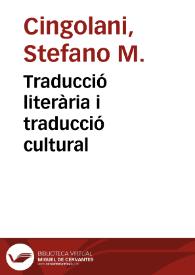 Traducció literària i traducció cultural / Stefano M. Cingolani | Biblioteca Virtual Miguel de Cervantes