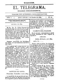 El Telegrama : diario progresista. Año I, núm. 66, miércoles 2 de octubre de 1889 | Biblioteca Virtual Miguel de Cervantes