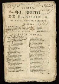 Comedia, El bruto de Babilonia / de Matos, Cancer y Moreto | Biblioteca Virtual Miguel de Cervantes