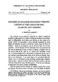 Studies in Spanish Dramatic Versification of the Siglo de Oro. Alarcón and Moreto / S. Griswold Morley | Biblioteca Virtual Miguel de Cervantes