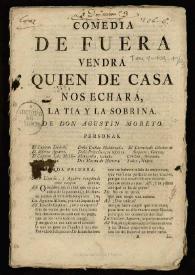 Comedia De fuera vendrá quien de casa nos echará, La tia y la sobrina / de Don Agustín Moreto | Biblioteca Virtual Miguel de Cervantes