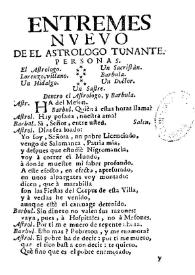 Entremes nuevo del astrologo tunante / [Francisco de Bances Candamo] | Biblioteca Virtual Miguel de Cervantes