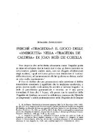 Perché "tragèdia"?: il gioco delle "ambiguità" nella "Tragèdia de Caldesa" di Joan Roís de Corella / Annamaria Annicchiarico | Biblioteca Virtual Miguel de Cervantes