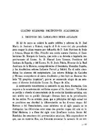 Recepción del Catedrático Señor Azcárate | Biblioteca Virtual Miguel de Cervantes