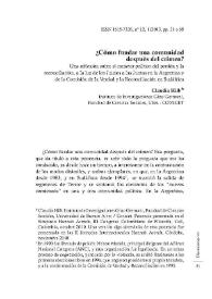 ¿Cómo fundar una comunidad después del crimen? : Una reflexión sobre el carácter político del perdón y la reconciliación, a la luz de los Juicios a las Juntas en la Argentina y de la Comisión de la Verdad y la Reconciliación en Sudáfrica / Claudia Hilb | Biblioteca Virtual Miguel de Cervantes