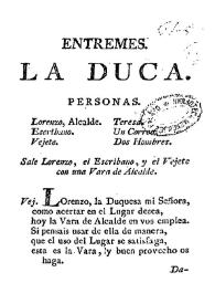 Entremes. La Duca | Biblioteca Virtual Miguel de Cervantes