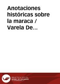 Anotaciones históricas sobre la maraca / Varela De Vega, Juan Bautista | Biblioteca Virtual Miguel de Cervantes