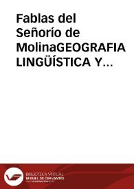 Fablas del Señorío de MolinaGEOGRAFIA LINGÜÍSTICA Y JERGAS REGIONALES(Extinción de la llamada "migaña") / Sanz Y Diaz, José | Biblioteca Virtual Miguel de Cervantes