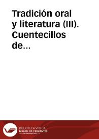 Tradición oral y literatura (III). Cuentecillos de Roberto Robert en Rafael Boira / Agundez Garcia, José Luis | Biblioteca Virtual Miguel de Cervantes