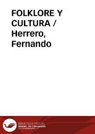 FOLKLORE Y CULTURA / Herrero, Fernando | Biblioteca Virtual Miguel de Cervantes