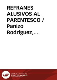 REFRANES ALUSIVOS AL PARENTESCO / Panizo Rodriguez, Juliana | Biblioteca Virtual Miguel de Cervantes