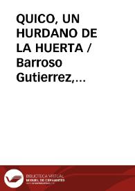 QUICO, UN HURDANO DE LA HUERTA / Barroso Gutierrez, Félix | Biblioteca Virtual Miguel de Cervantes