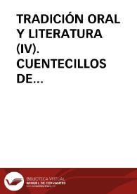 TRADICIÓN ORAL Y LITERATURA (IV). CUENTECILLOS DE FRANCISCO ASENSIO EN RAFAEL BOIRA / Agundez Garcia, José Luis | Biblioteca Virtual Miguel de Cervantes