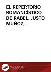 EL REPERTORIO ROMANCÍSTICO DE RABEL. JUSTO MUÑOZ, ARRABELERO DE VILLANUEVA DE ÁVILA / Porro Fernandez, Carlos A. | Biblioteca Virtual Miguel de Cervantes