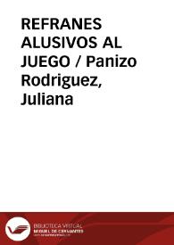 REFRANES ALUSIVOS AL JUEGO / Panizo Rodriguez, Juliana | Biblioteca Virtual Miguel de Cervantes