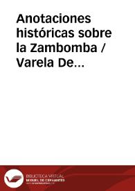 Anotaciones históricas sobre la Zambomba / Varela De Vega, Juan Bautista | Biblioteca Virtual Miguel de Cervantes