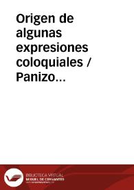 Origen de algunas expresiones coloquiales / Panizo Rodriguez, Juliana | Biblioteca Virtual Miguel de Cervantes