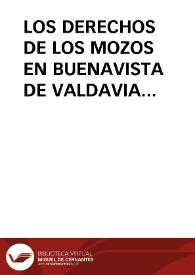 LOS DERECHOS DE LOS MOZOS EN BUENAVISTA DE VALDAVIA (PALENCIA) / Diez Barrio, Germán | Biblioteca Virtual Miguel de Cervantes