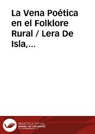 La Vena Poética en el Folklore Rural / Lera De Isla, Angel | Biblioteca Virtual Miguel de Cervantes