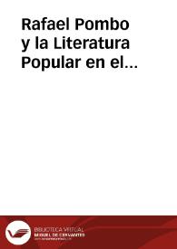 Rafael Pombo y la Literatura Popular en el Romanticismo Colombiano II / Carrascosa Miguel, Pablo y DOMINGUEZ DE PAZ | Biblioteca Virtual Miguel de Cervantes