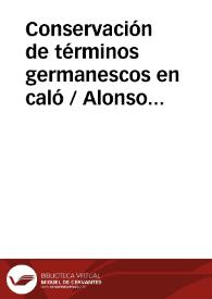 Conservación de términos germanescos en caló / Alonso Hernandez, José Luis | Biblioteca Virtual Miguel de Cervantes