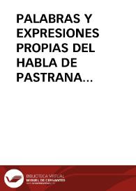 PALABRAS Y EXPRESIONES PROPIAS DEL HABLA DE PASTRANA (GUADALAJARA) / Remartinez Maestro, María Jesús | Biblioteca Virtual Miguel de Cervantes