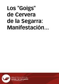 Los "Goigs" de Cervera de la Segarra: Manifestación popular, historia y cultura / Balsach I Grau, Judit y SUBIRATS I BAYEGO | Biblioteca Virtual Miguel de Cervantes