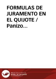 FORMULAS DE JURAMENTO EN EL QUIJOTE / Panizo Rodriguez, Juliana | Biblioteca Virtual Miguel de Cervantes