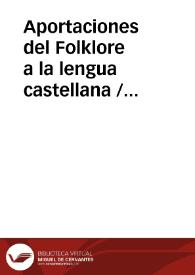 Aportaciones del Folklore a la lengua castellana / Lera De Isla, Angel | Biblioteca Virtual Miguel de Cervantes