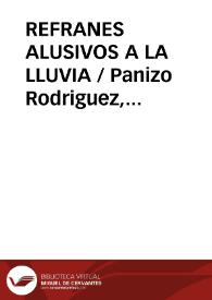 REFRANES ALUSIVOS A LA LLUVIA / Panizo Rodriguez, Juliana | Biblioteca Virtual Miguel de Cervantes