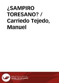 ¿SAMPIRO TORESANO? / Carriedo Tejedo, Manuel | Biblioteca Virtual Miguel de Cervantes