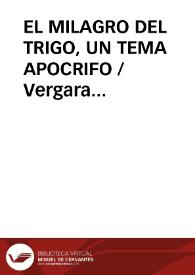 EL MILAGRO DEL TRIGO, UN TEMA APOCRIFO / Vergara Jimenez, Francisco y FRAILE GIL | Biblioteca Virtual Miguel de Cervantes