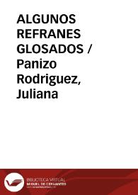 ALGUNOS REFRANES GLOSADOS / Panizo Rodriguez, Juliana | Biblioteca Virtual Miguel de Cervantes