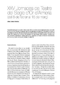 XXV Jornades de Teatre del Segle d'Or d'Almeria (del 8  de febrer al 15 de març) / Alba Urban Baños | Biblioteca Virtual Miguel de Cervantes