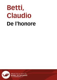 De l'honore | Biblioteca Virtual Miguel de Cervantes