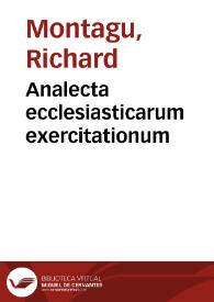 Analecta ecclesiasticarum exercitationum | Biblioteca Virtual Miguel de Cervantes