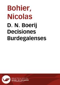 D. N. Boerij Decisiones Burdegalenses | Biblioteca Virtual Miguel de Cervantes