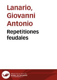 Repetitiones feudales | Biblioteca Virtual Miguel de Cervantes