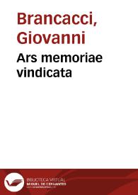 Ars memoriae vindicata | Biblioteca Virtual Miguel de Cervantes