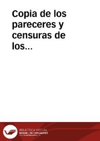 Copia de los pareceres y censuras de los reuerendissimos padres maestros y señores catredaticos [sic] de las insignes vniuersidades de Salamanca y Alcala y de otras personas doctas sobre el abuso de las figuras y pinturas lasciuas y deshonestas | Biblioteca Virtual Miguel de Cervantes