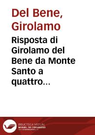 Risposta di Girolamo del Bene da Monte Santo a quattro dimande | Biblioteca Virtual Miguel de Cervantes