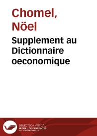 Supplement au Dictionnaire oeconomique | Biblioteca Virtual Miguel de Cervantes