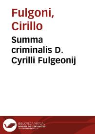 Summa criminalis D. Cyrilli Fulgeonij | Biblioteca Virtual Miguel de Cervantes