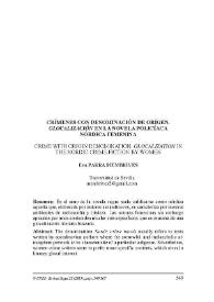 Crímenes con denominación de origen. "Glocalización" en la novela policíaca nórdica femenina = Crime with origin denomination. "Glocalization" in the nordic crime fiction by women  / Eva Parra Membrives | Biblioteca Virtual Miguel de Cervantes