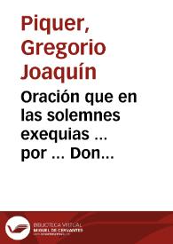 Oración que en las solemnes exequias ... por ... Don Fray Joaquín Company celebradas en 11 de marzo de 1815 | Biblioteca Virtual Miguel de Cervantes