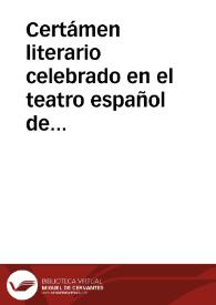 Certámen literario celebrado en el teatro español de esta capital el dia 29 de Setiembre de 1877 en honor de ... Miguel de Cervantes Saavedra | Biblioteca Virtual Miguel de Cervantes